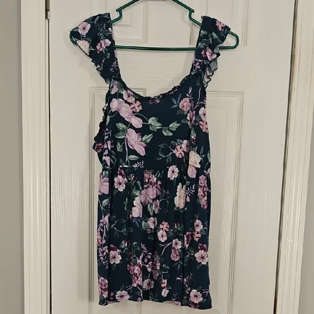 Torrid Blue Ruffled Sleeveless Tank Top - Picture 7 of 11